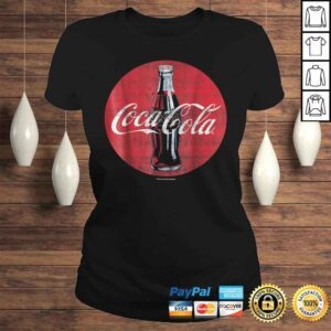 ClassicLadies CocaCola Distressed Retro Bottle Disc Logo Graphic Shirt