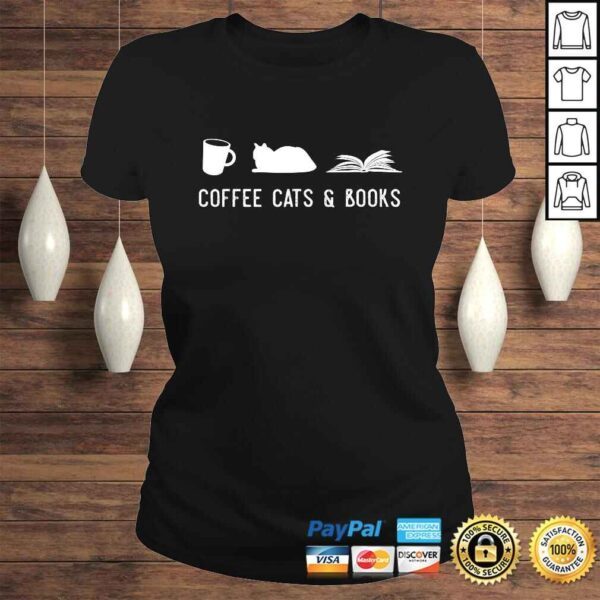 Coffee Cat Book Cute Bookworm Librarian Shirt - Image 3