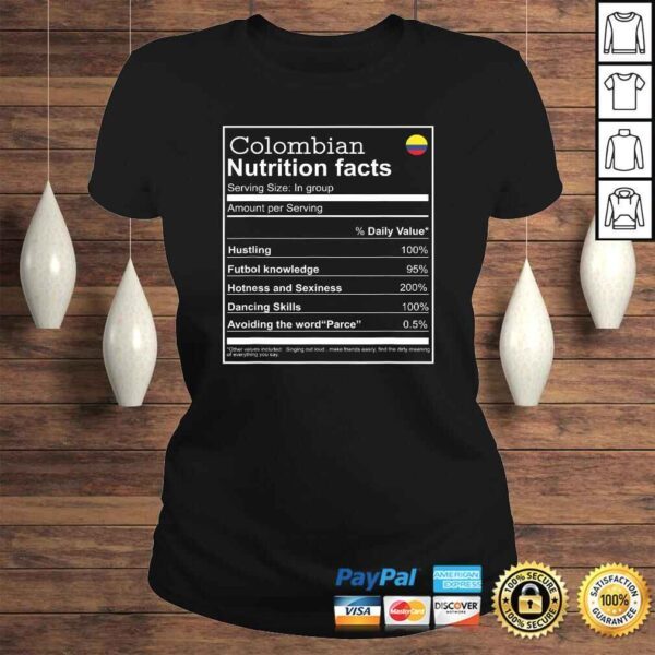 Colombian Nutrition Facts funny cool graphic TShirt Gift - Image 3