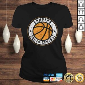 ClassicLadies Compton Basketball Court Circle Distressed PrinVNeck TShirt