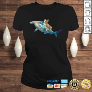 ClassicLadies Corgi Riding a Hammerhead shark Funny Corgi TShirt