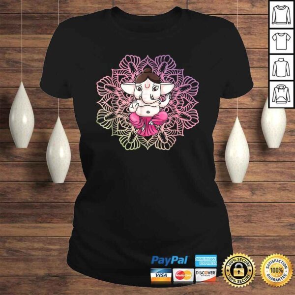 Cute Ganesh Tee - Ganesha in Lotus Meditation Mandala Shirt - Image 3