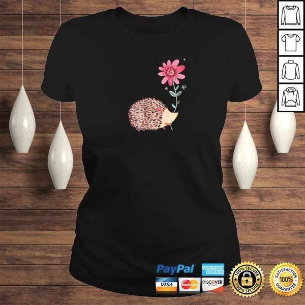 Cute Vintage Hedgehog & Flower ArShirt & Gift - Image 3