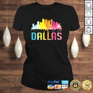 ClassicLadies Dallas Texas Retro Watercolor Skyline Art Souvenir TShirt 1