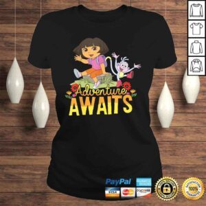 ClassicLadies Dora The Explorer Adventure Awaits Dora and Boots PortraiVNeck TShirt