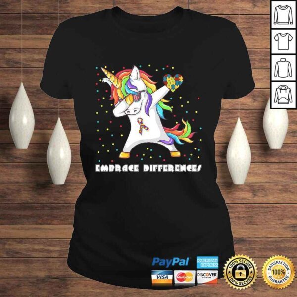 Embrace Differences Dabbing Unicorn Shirt Autism Awareness - Image 3