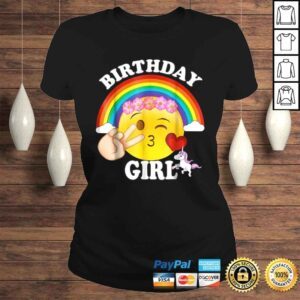 ClassicLadies Emoji Birthday Shirt For Girls Unicorn Rainbow Heart Kiss