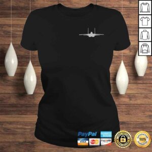 ClassicLadies F15 Eagle Fighter Jet Aircraft Silhouette and TriView VNeck TShirt