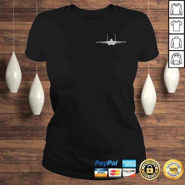 F-15 Eagle Fighter Jet Aircraft Silhouette and Tri-View V-Neck T-Shirt - Image 3