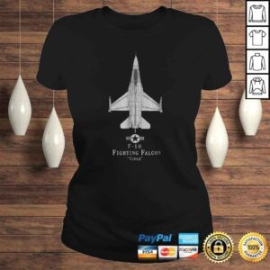 ClassicLadies F16 Fighting Falcon Tech Drawing Military Airplane TShirt