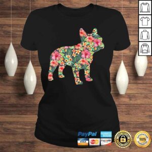 ClassicLadies French Bulldog Flower Shirt Floral Frenchie Dog Silhouette