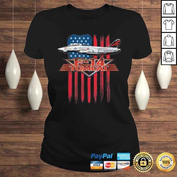 Funny A Patriotic Navy F-14 Tomcat and the American flag. Shirt - Image 3