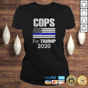 ClassicLadies Funny Blue Line Supporters Police USA Flag Cops For Trump 2020 Tee TShirt