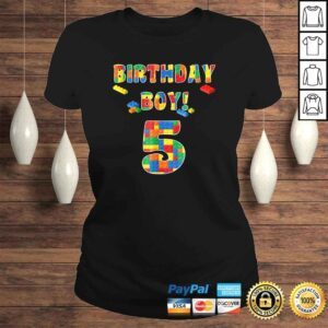 ClassicLadies Funny Building Block Birthday Boy Turning 5 Tee TShirt