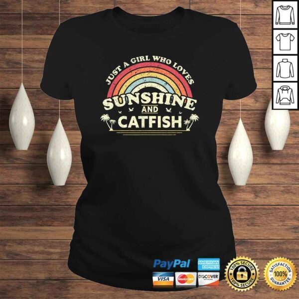 Funny Catfish Shirt. Just A Girl Who Loves Sunshine And Catfish V-Neck T-Shirt - Image 3