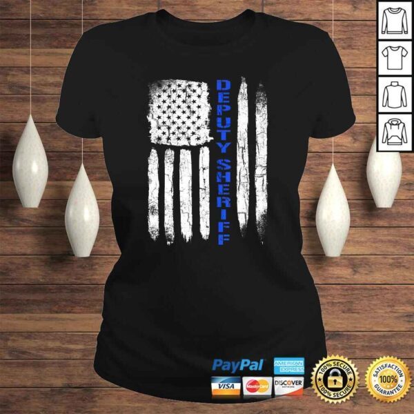 Funny Deputy Sheriff Shirts for Men Thin Blue Line American Flag Tee Shirt - Image 3