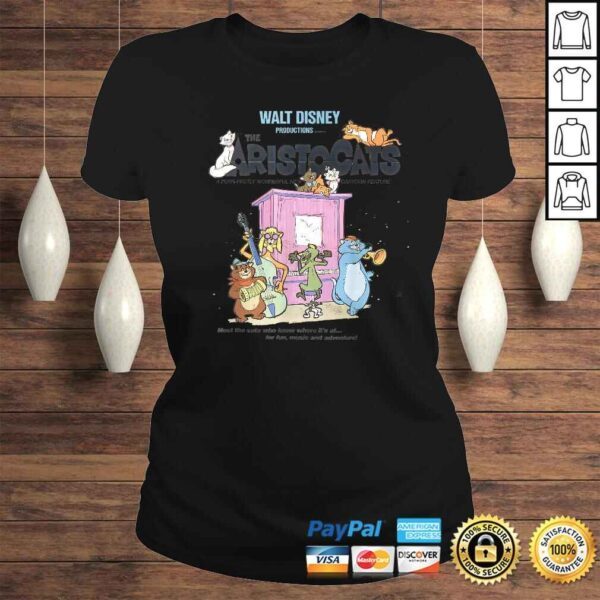 Funny Disney The Aristocats Cats Playing Piano V-Neck T-Shirt - Image 3