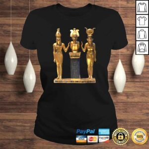 ClassicLadies Funny Egyptian Trinity Golden Horus Osiris and Isis Statue TShirt