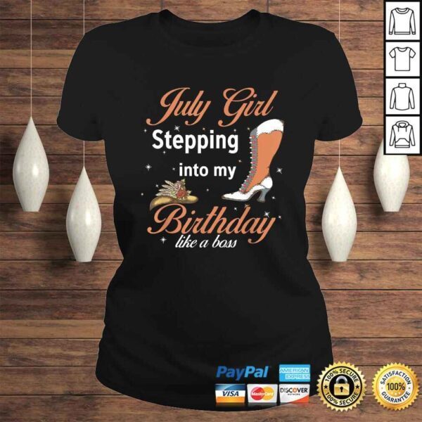 Funny July Cowboy Girl Stepping Into My Birthday Like A Boss V-Neck T-Shirt - Image 3