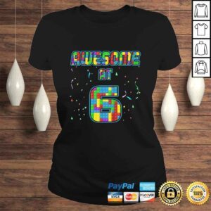 ClassicLadies Funny Kids 6 Years Old Birthday Gift I Age 6 Build Blocks Bricks Theme TShirt