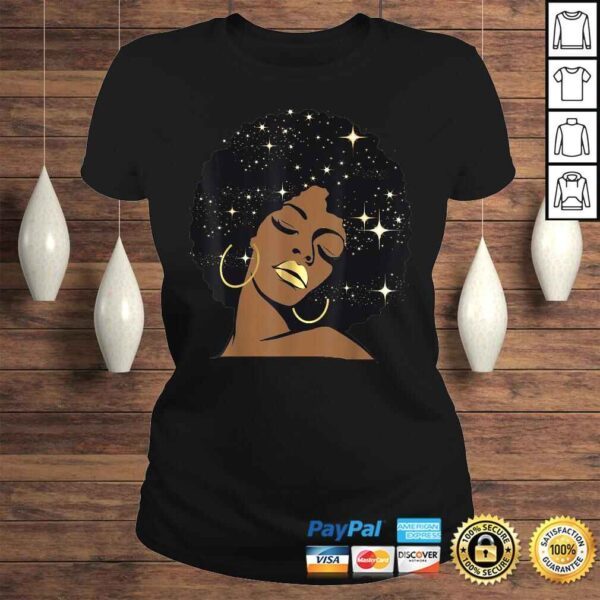 Funny Lips Stars Black Girl Magic Afro Diva Gift Melanin Tee T-Shirt - Image 3