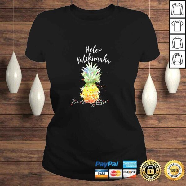 Funny Mele Kalikimaka Pineapple Christmas in July Lights T-shirt - Image 3