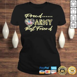 ClassicLadies Funny Proud Army Best Friend US Flag Dog Tag Heart Military Tshirt