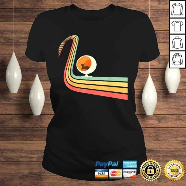 Funny Retro Mid-Century Modern Cat In Egg Chair TShirt - Image 3