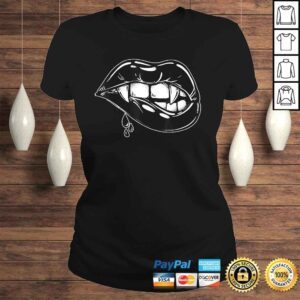 ClassicLadies Funny Sexy Lips Blood and Fangs Vampire TShirt Gift