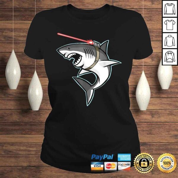 Funny Shark with Laser Beam Graphic Shirt - Image 3