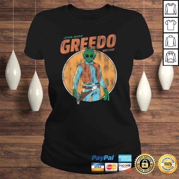 Funny Star Wars Greedo Shot First Retro TShirt - Image 3