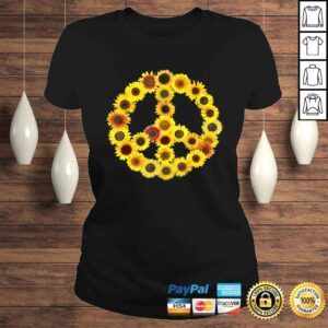 ClassicLadies Funny Sunflowers Peace Sign 60s 70s Love Kindness Freedom TShirt Gift