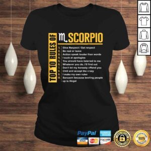 ClassicLadies Funny Top 10 Rules of Scorpio Birthday Shirt