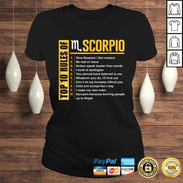 Funny Top 10 Rules of Scorpio Birthday Shirt - Image 3