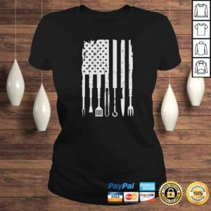 ClassicLadies Funny Vintage BBQ Smoker Grilling Barbecue Pitmaster American Flag TShirt