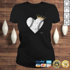 ClassicLadies Funny Vintage Royal Baseball Heart with Crown Shirt