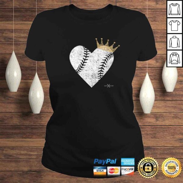 Funny Vintage Royal Baseball Heart with Crown Shirt - Image 3