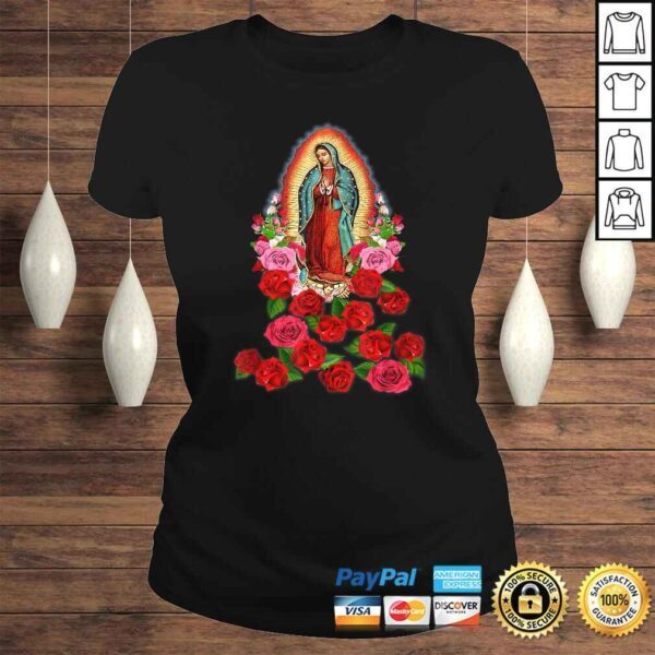 Funny Virgin Mary Our Lady of Guadalupe Catholic SainV-Neck T-Shirt - Image 3