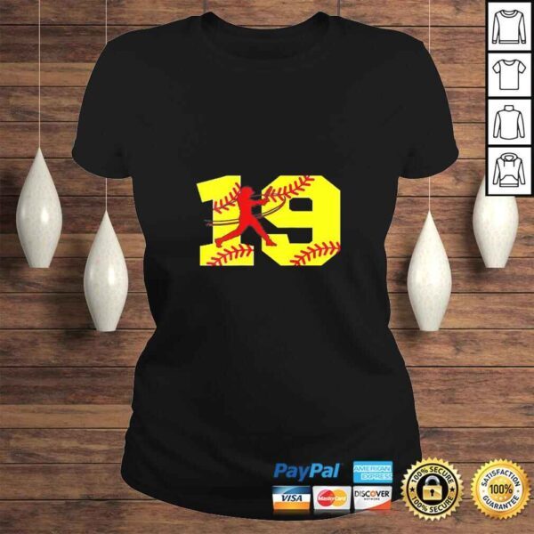 Funny Womens Softball Number 19 Shirt Top Clothes Clothing Nineteen # Gift Top - Image 3