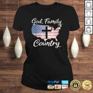 ClassicLadies GOD FAMILY COUNTRY Christian Gift American Flag USA Map TShirt