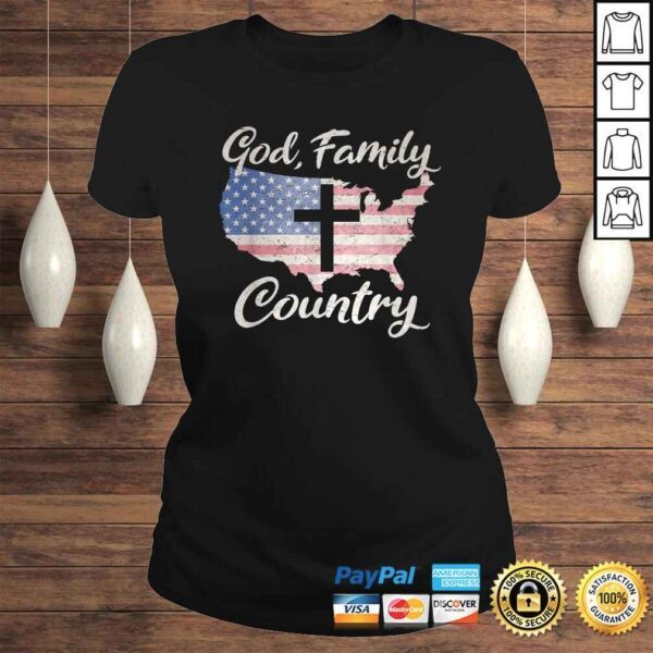 GOD FAMILY COUNTRY Christian Gift American Flag USA Map TShirt - Image 3