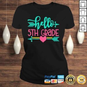 ClassicLadies Hello 5th Grade Girls Back To School Gift Cute Heart Arrow TShirt 1