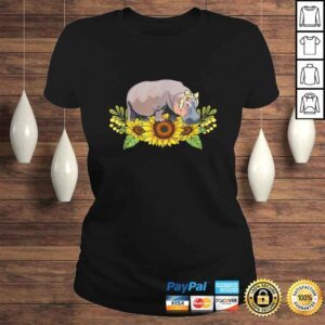 ClassicLadies Hippo Sunflower Shirt Hippo Lover VNeck TShirt