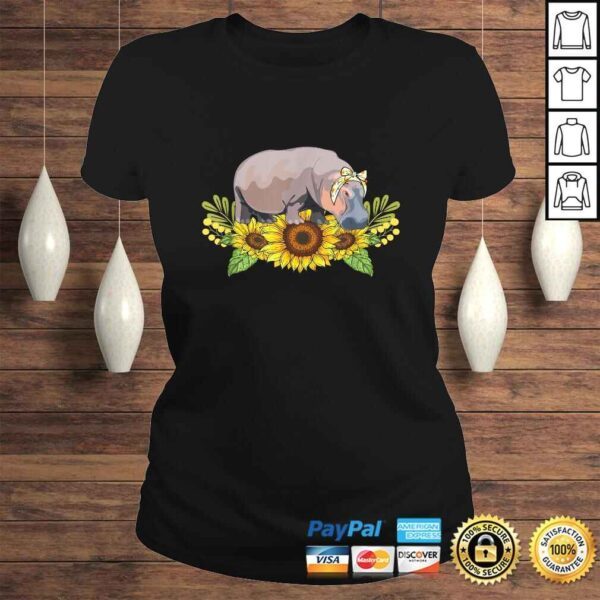 Hippo Sunflower Shirt Hippo Lover V-Neck T-Shirt - Image 3