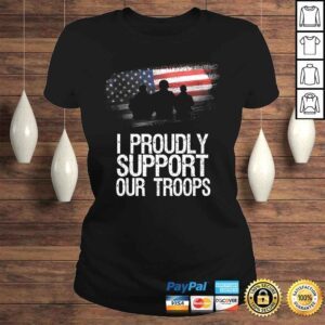 ClassicLadies I Proudly Support Our Troops Veterans Day Vintage Usa Flag Shirt