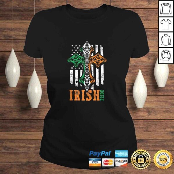 Irish American Flag Celtic cross V-Neck T-Shirt - Image 3