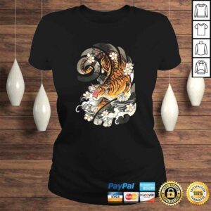 ClassicLadies Japanese Tattoo Style Tiger Traditional Shirt Design 1