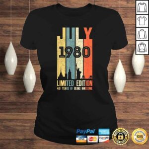 ClassicLadies July 1980 Shirt 40 Year Old Shirt 1980 Birthday Tshirt