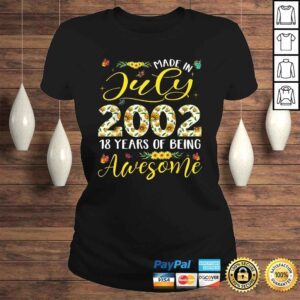 ClassicLadies July 2002 18 Years Old 18th Birthday Gift Cute Sunflowers VNeck TShirt