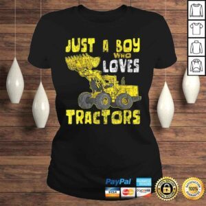 ClassicLadies Just A Boy Who Loves Tractors Construction Kid Birthday Tshirt